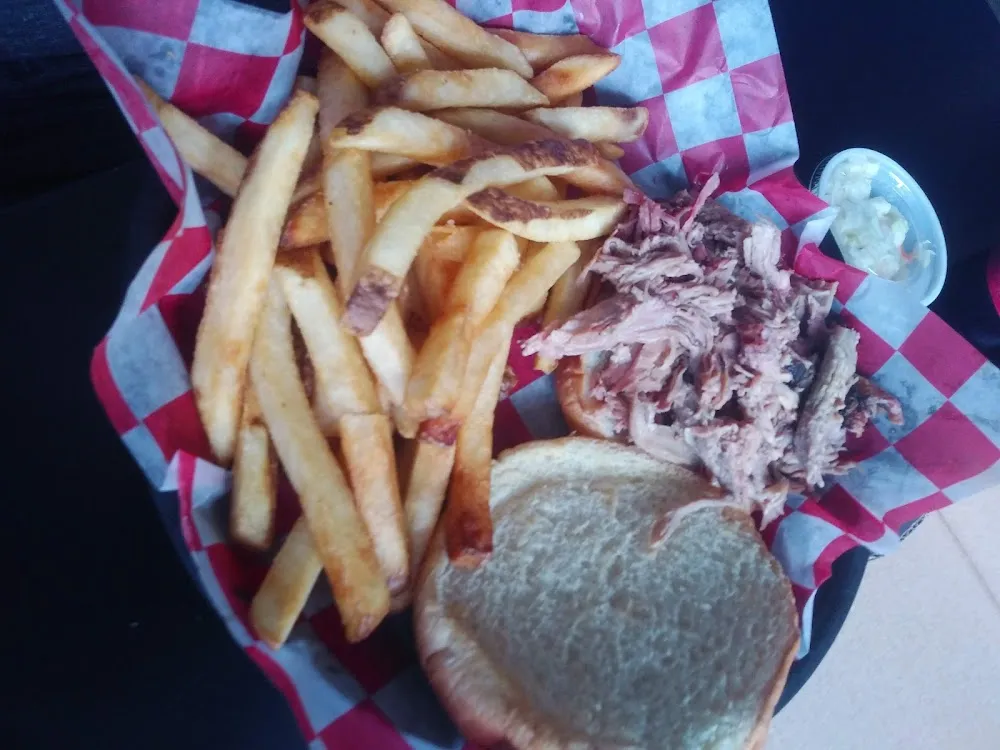 Smokehouse Pulled Pork Sandwiches with Fries Added